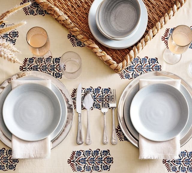 Larkin Stoneware Dinnerware Set in Chambray Blue