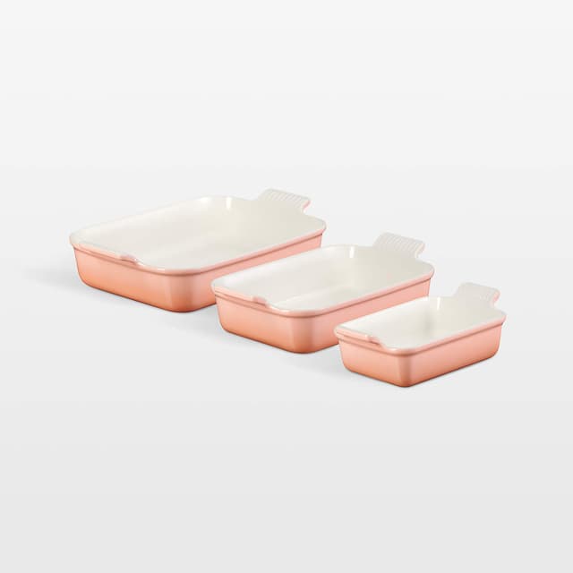Le Creuset  Heritage Peche Rectangular Baking Dishes, Set of 3