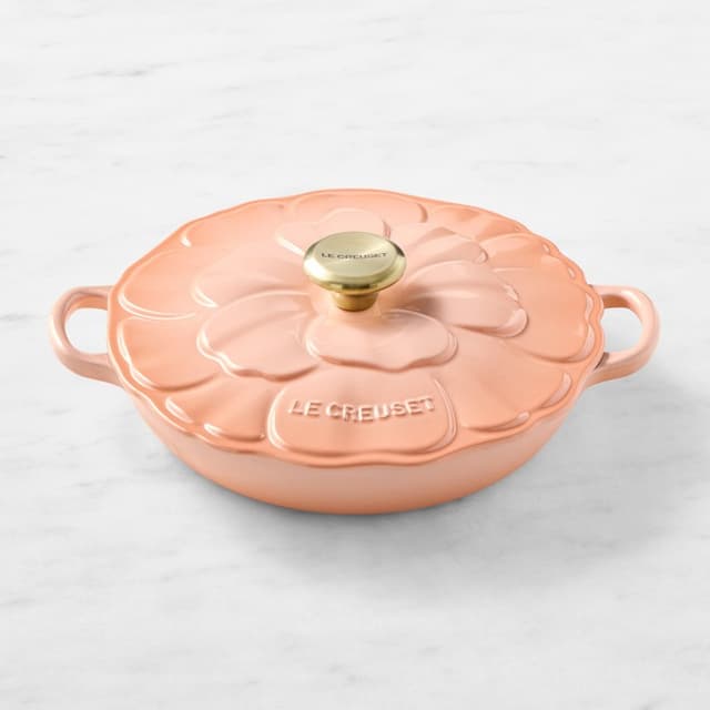 Le Cruset Cast Iron Petal Shallow Casserole in Peche